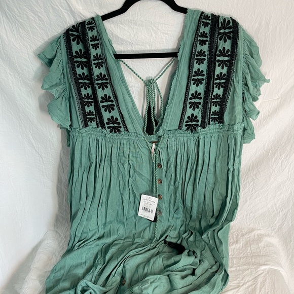Free People Green Bali Will Wait For You Boho Style Dress Size X-Small - Picture 9 of 11